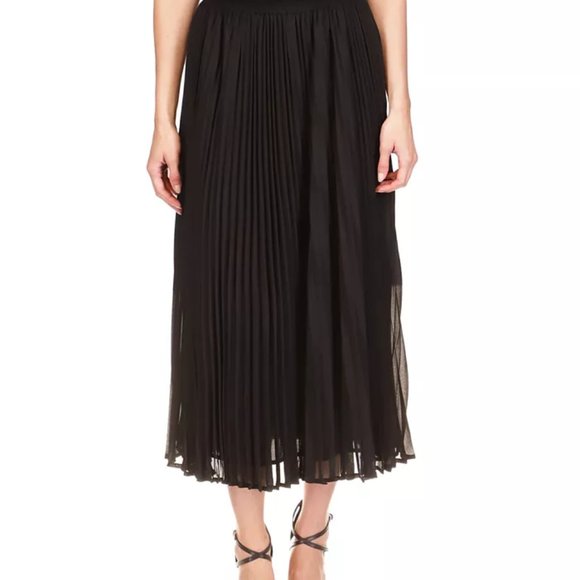 MICHAEL MICHAEL KORS   Pleated Midi Skirt In Black - Picture 1 of 6